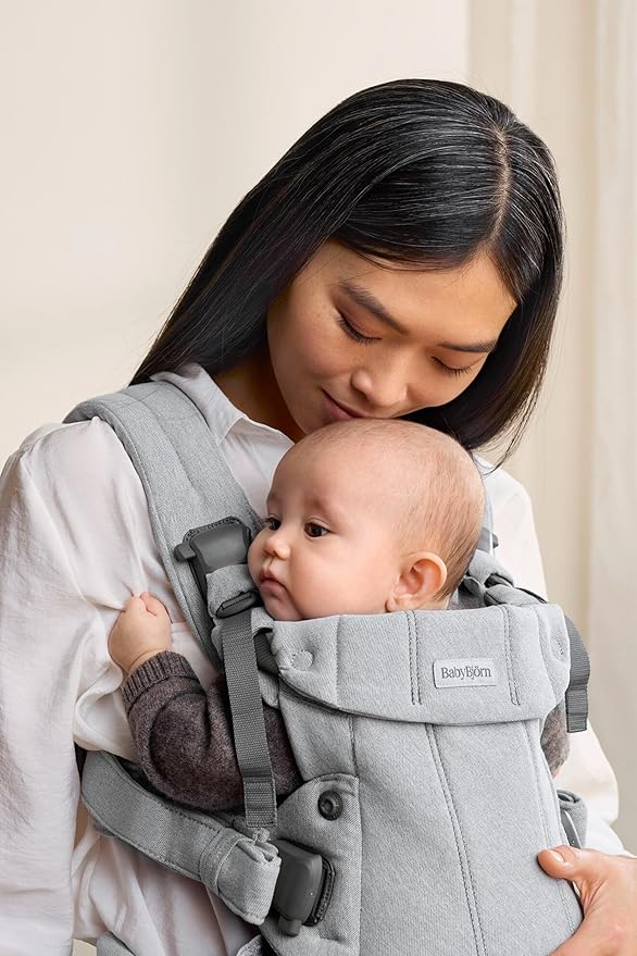 BabyBjörn Baby Carrier Harmony, Light Gray, Woven Mélange, 3-in-1 Ergonomic Baby Carrier, Newborn, Facing-in, Outward-Facing, and Back Carrying Positions Supported (7-40 lbs), Newborn to Toddler-CubbioJoy