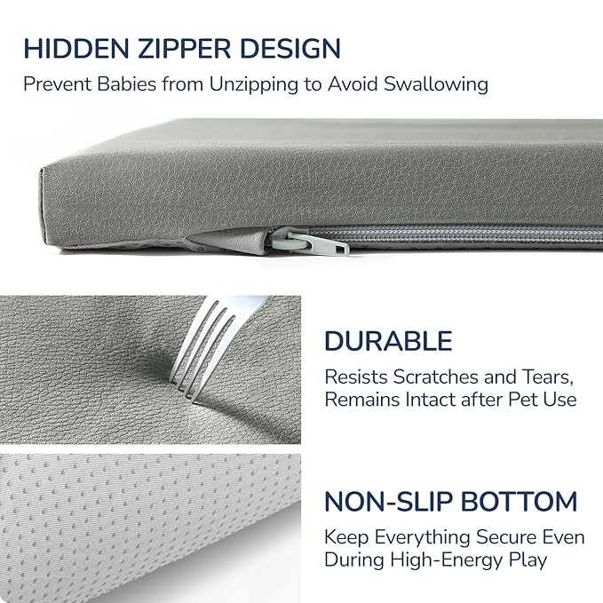 Baby Play Mat for Floor,1.3'' Thick Memory Foam Play Mat,50''x50'' Tummy Time Mat with PU Leather,Cushioned & Waterproof Playpen Mats,Non Slip Crawling Padded for Toddlers,Infants,Kids-CubbioJoy