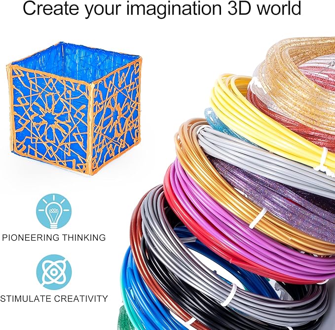 18 Colors 3D Pen Filament Refills Compatible with SCRIB3D MYNT3D PIKA3D 3D Pen for Kids Per Color 10Feet 1.75mm PLA 3D Printing Pen Filament Refills, NOT FIT 3Doodler Start Pen-CubbioJoy
