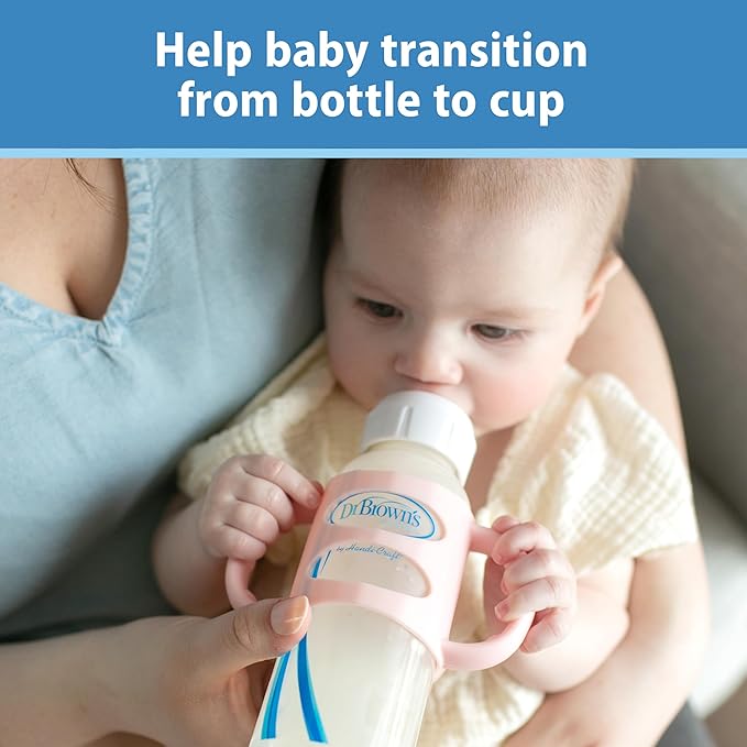 Dr. Brown's Narrow Baby Bottle Handles, 100% Silicone, Easy Grip Removable Handles for Bottle to Sippy Cup Transition, Green, 4m+-CubbioJoy