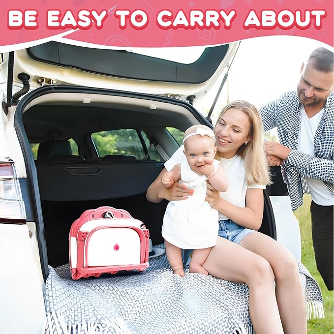 Baby Bathtub,Collapsible Baby Bath Tub with Thermometer & Soft Floating Cushion,Portable Travel Baby Bathtubs for Newborns to Toddlers 0-36 Months(Bear Pink)-CubbioJoy