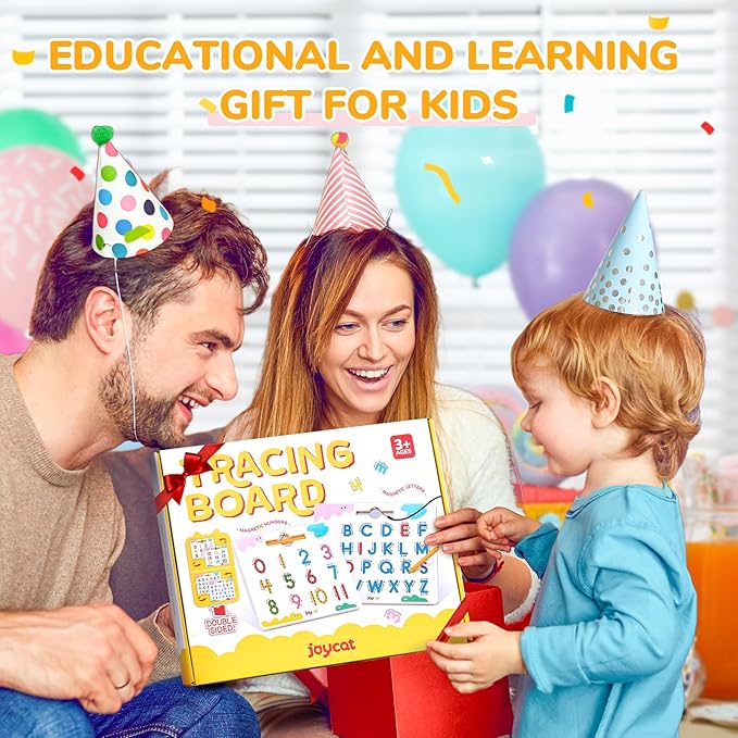 JoyCat Magnetic Letter and Number Tracing Board Set, Double Sided Alphabet & Numbers Board for Toddlers, ABC Uppercase & Lowercase Practice, Math Learning, Preschool Educational Gift Toys for Kids-CubbioJoy