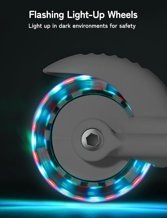 Besrey Kick Scooter for Kids Ages 3-10, 3-Wheel Folding Scooter with Adjustable Height, LED Light Wheels, Extra Wide Deck for Outdoor Activities-CubbioJoy