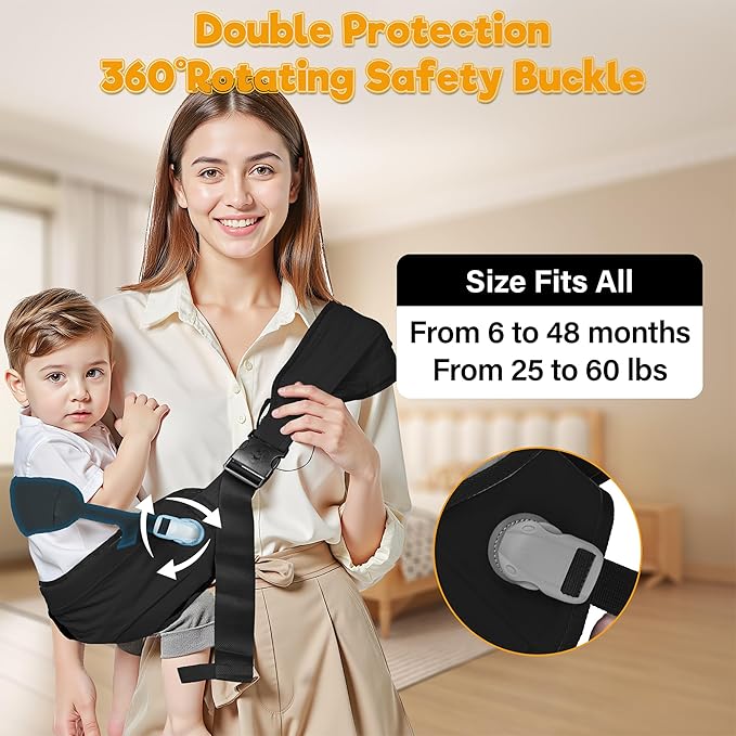 Baby Carrier Newborn to Toddler,Adjustable Baby Sling Carrier,Comfortable and Lightweight Toddler Carrier for 25-60 lbs,Ideal for Shopping Travelling-CubbioJoy