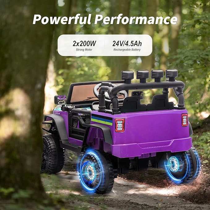 24V Kids Ride on Car, Kids Electric Vehicles Car Ride on Toy Truck for Toddlers w/Remote Control, 400W Motor - Purple-CubbioJoy