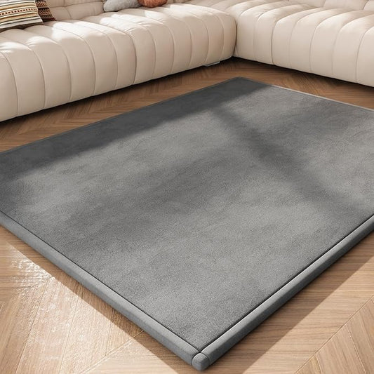 Baby Play Mat for Floor, 1.3'' Thick Memory Foam Tummy Time Mat - Super Soft Coral Velvet Nursery Rug with Non-Slip Backing, Crawling Rug for Toddlers/Infants, Yoga & Tatami Use, 71''x 79''-CubbioJoy