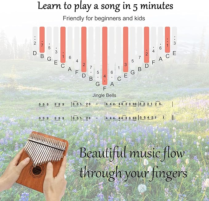Kalimba Thumb Piano,YUNDIE Portable 21 Keys Mbira Finger Piano with Tune Hammer and Study Instruction,Musical Instruments Gift for Kid Adult Beginners Professional(Brown)-CubbioJoy
