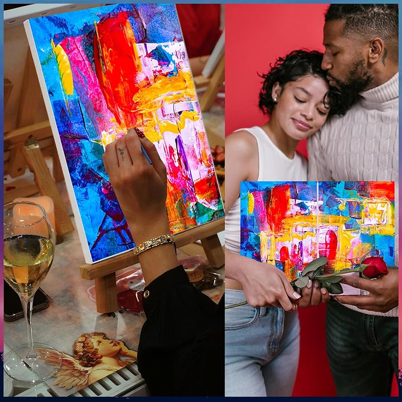 2 Pack Sip and Paint Kit for Adults Couples Painting Kit Stretch Canvas to Paint at Home Date Night Party Favor Supplies Art Painting Set Couples Activity Selfie 8x10 Canvas Painting Kit Valentines Day-CubbioJoy