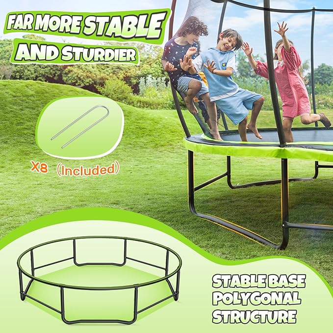 BCAN 8FT 10FT 12FT 14FT 15FT 16FT Recreational Trampoline with Enclosure for Kids Adults, ASTM Approved, Outdoor Trampolines with Ladder for Kids-CubbioJoy