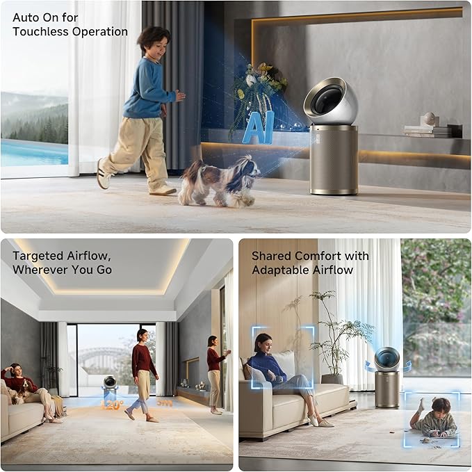 Dreame Air Purifier PM20 for Home Large Room, Cleans 5,650 ft² in One Hour with 4 Filters, Dual-way Air Oulets, Al Tracking, Air Quality Monitor with 7 Sensors, 3-in-1 Purifier, Heater & Cooler-CubbioJoy