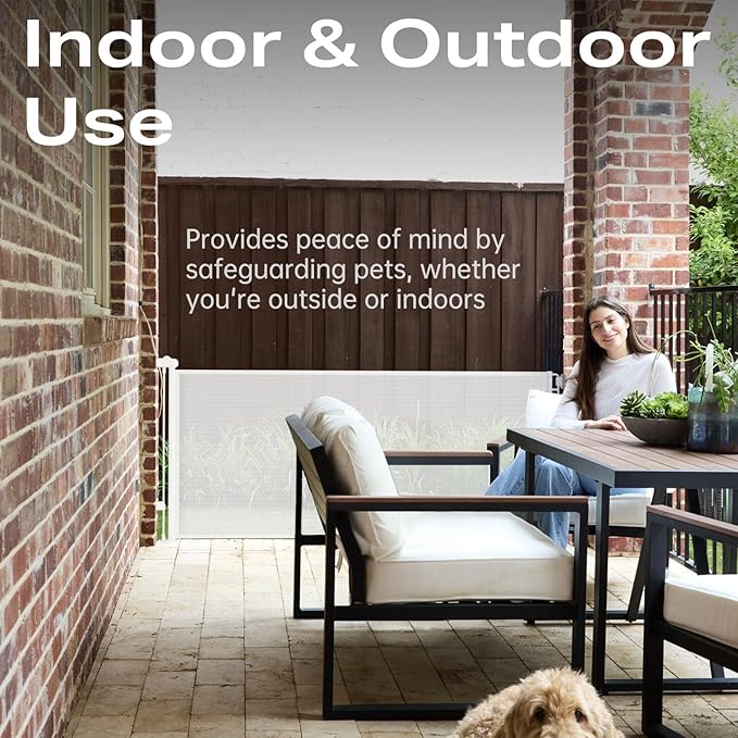 Cumbor 76" Wide Long Retractable Baby Gates for Stairs, Mesh Dog Gate for The House, 34" Tall Extra Wide Pet Gate for Dogs, Child Safety Gates for Doorways, Hallways, Cat Gate Indoor/Outdoor(White)-CubbioJoy