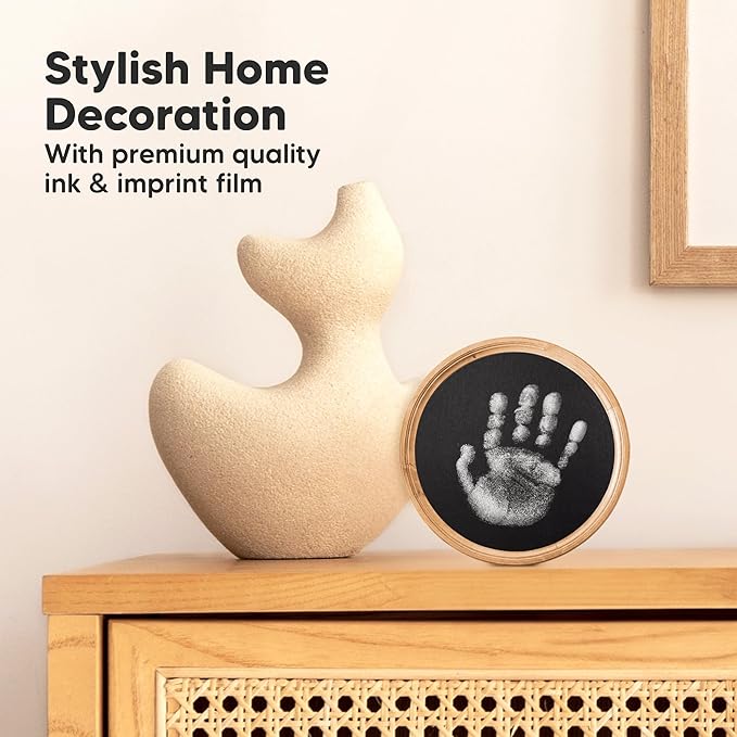 2-Pack Round Inkless Baby Hand and Footprint Kit - Mess Free Ink Pad for Newborn Keepsake, Dog Nose & Paw Print Kit, Clean Touch Ink Pad for Baby Hand & Footprints, Ideal New Mom Gifts (Silver)-CubbioJoy