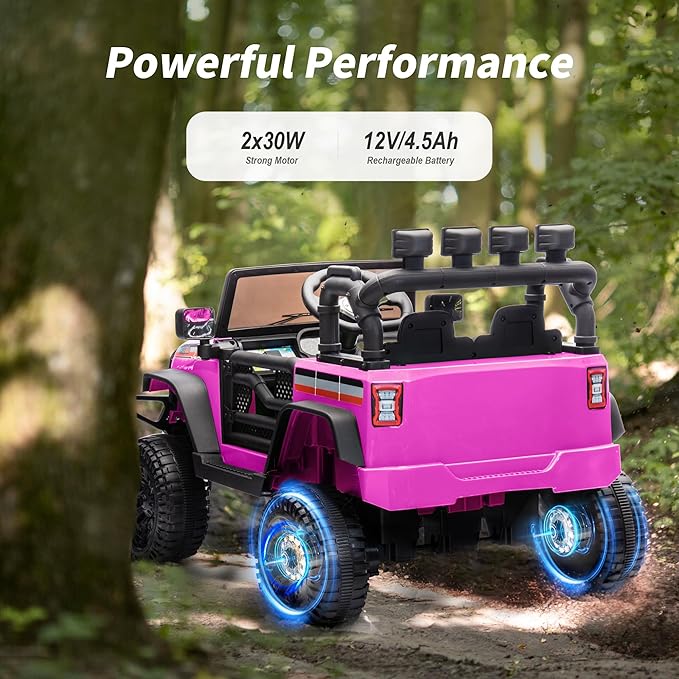 12V Kids Ride on Car Truck, Kids Electric Vehicles Car Ride on Toy for Toddlers w/Remote Control - Pink-CubbioJoy