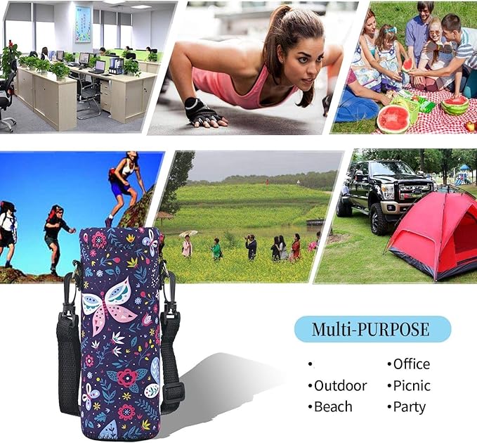 AUPET Water Bottle Bag Carrier,24oz/32oz Insulated Neoprene bottle Sling Holder Case Pouch Cover for 1000ML/750ML Bottles with Shoulder Strap for walking-CubbioJoy