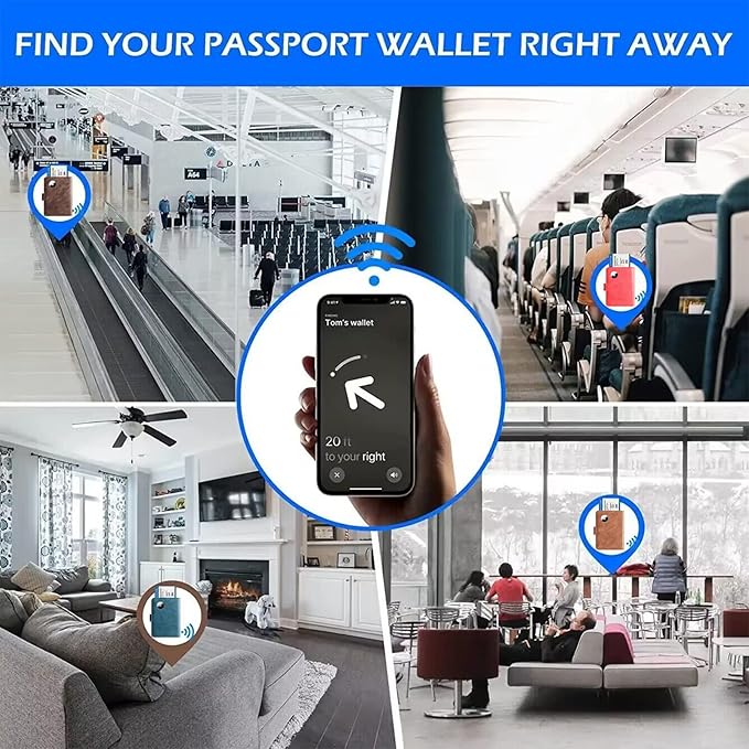 Airtag Passport Holder Cover Wallet Travel Essentials Leather Rfid Blocking Case Vacation Luggage Must Haves Travel Accessories for Men Women (117#Brown)-CubbioJoy