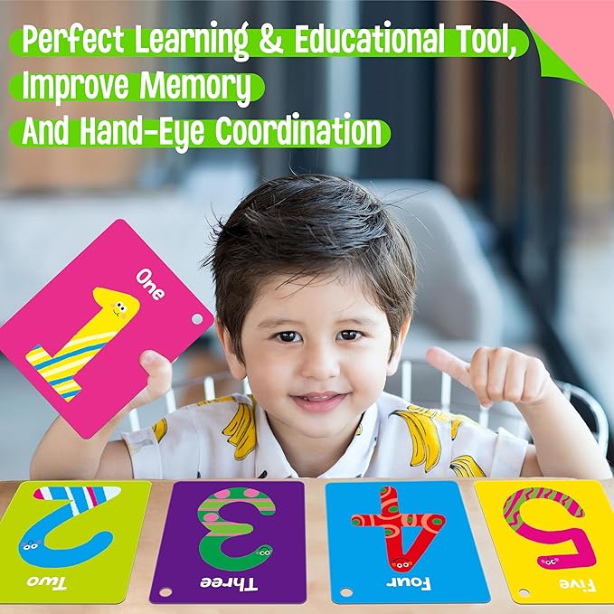 51 PCS Number Flashcards, 0-50 Double Sided Printed Cards with 2 Reclosable Rings, Learn Numbers, Learn to Count-Fun Learning and Educational Flashcards Learning Tool for Kids, Preschoolers, Toddlers-CubbioJoy
