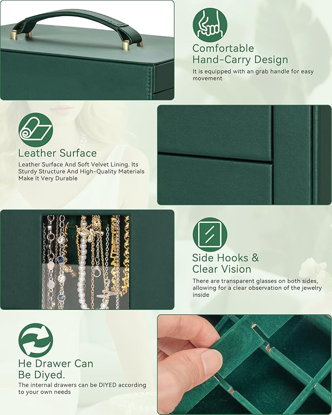 AKOZLIN 360° Rotating Jewelry Box 6-Tier Organizer Functional Jewelry Storage Case for Women Girls Ring Necklace Earring Bracelet Holder with Mirror-CubbioJoy