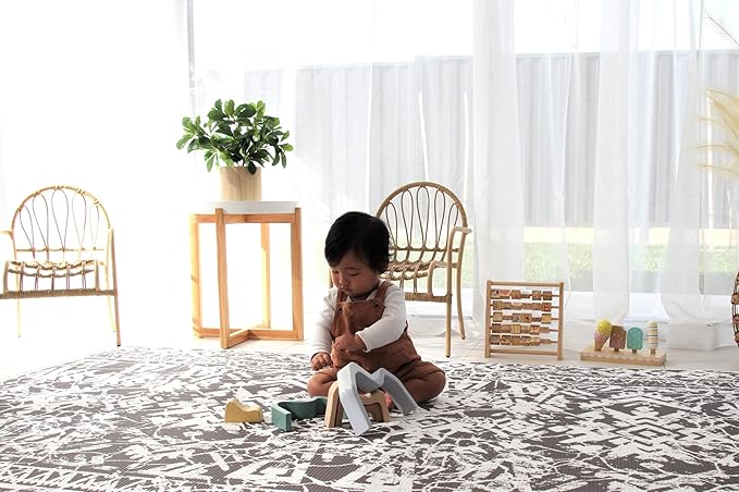 Cushmat Stylish Reversible Foam Play Mat (Large, Explorer - Ash Rose) - Soft, Waterproof, Durable Play mat for Infants, Babies, Toddler, Kids & Grownup - 6.5ft x 4.5ft-CubbioJoy