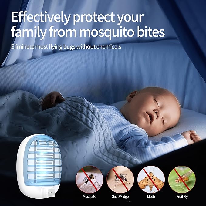 Indoor Bug Zappers, Fly Traps for Indoors, Insect Traps for Home Mosquito Killer for Kids & Pets, Home, Kitchen, Bedroom, Baby Room, Office (2 Packs)-CubbioJoy