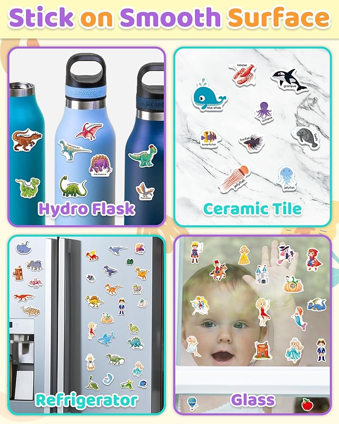 Benresive Reusable Sticker Books for Kids 2-4, Sticker Books for Toddlers 1-3 2-4, Toddler Travel Toys Activities Crafts Gifts - Ocean, Fairy and Dinosaur-CubbioJoy