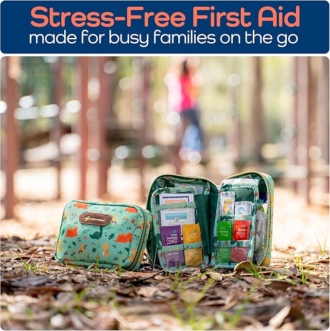 KeepGoing Travel First Aid Kit for Kids – 130 Pc. for Car, Home, Purse, Diaper Bag & Backpack with Latex-Free Bandages - Mini First Aid Kit Travel Size TSA-Approved-CubbioJoy