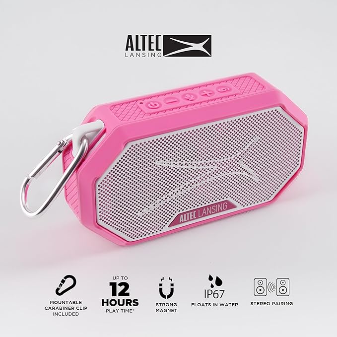 Altec Lansing Portable Bluetooth Speaker HYDRAMINI 2.0, IP67 Waterproof, Portable Speaker, 12h Playtime, Wireless Pairing, USB-C Quick Charge, Magnetic Bluetooth, Voice Assistant Integration-CubbioJoy