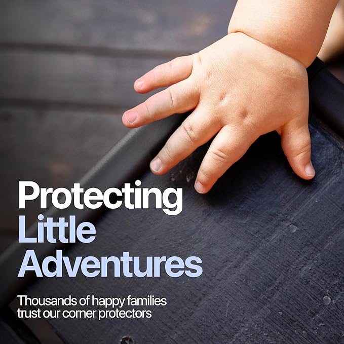 Baby Proof Corners & 15ft Edges with Furniture Corner & Edge Safety Bumpers, Impact-Absorbent Bumper & 4 Foam Corner Protectors, Cushy, Thick, Odorless Table Edge Protectors for Baby, Child | Black-CubbioJoy