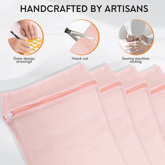 4-Piece Pink Medium Durable Organic Cotton Mesh Laundry Bags with Sturdy Zippers and Breathable Mesh are Delicate Laundry Bags for Underwear, Clothes, Pants and Socks-CubbioJoy