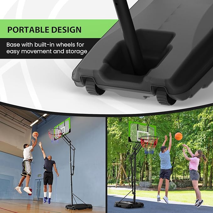Basketball Hoop Outdoor 10 FT Height Adjustable, Portable Basketball Goals Systems with 45" Backboard for Youth Adults Kids - Backyard, Driveway, Indoor Play-CubbioJoy