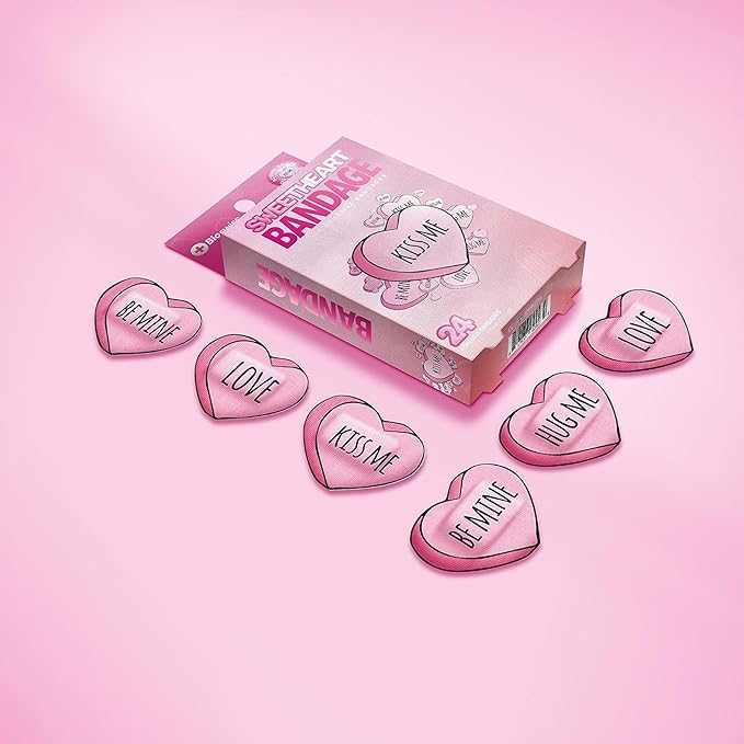 BioSwiss Bandages, Valentine Valentine Heart Shaped Self Adhesive Bandage, Latex Free Sterile Wound Care, Fun First Aid Kit Supplies for Kids, 24 Count-CubbioJoy