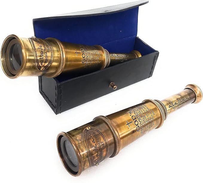 ALADEAN Vintage Spyglass Telescope Engraved PSALM 32:8 - Find Best Pathway - Inspirational Gifts Meaningful Gift Gadget Functional 16" Brass Spyglass with Brilliant Magnification in Gift Box-CubbioJoy