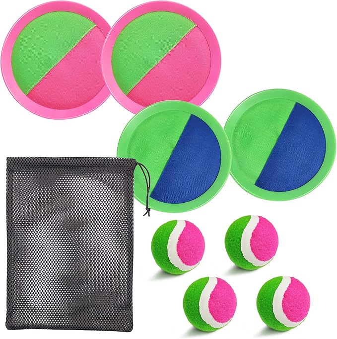 Jalunth Ball Catch Set Game Paddle - Beach Toys Back Yard Pool Outdoor Games Backyard Camping Throw Catch Toss Age 3 4 5 6 7 8 9 10 11 12 Years Old Boys Girls Kids Adults Family Outside Easter Gifts-CubbioJoy