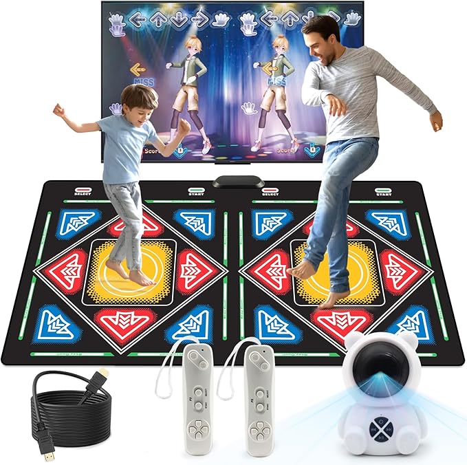 Dance Mat, Electronic Dance Mat for TV with HD Camera, Wireless Double User Dance Mat with Game Controller, Non-Slip Dance Pad for Kids Adults, Christmas Birthday Gifts for Girls Boys-CubbioJoy