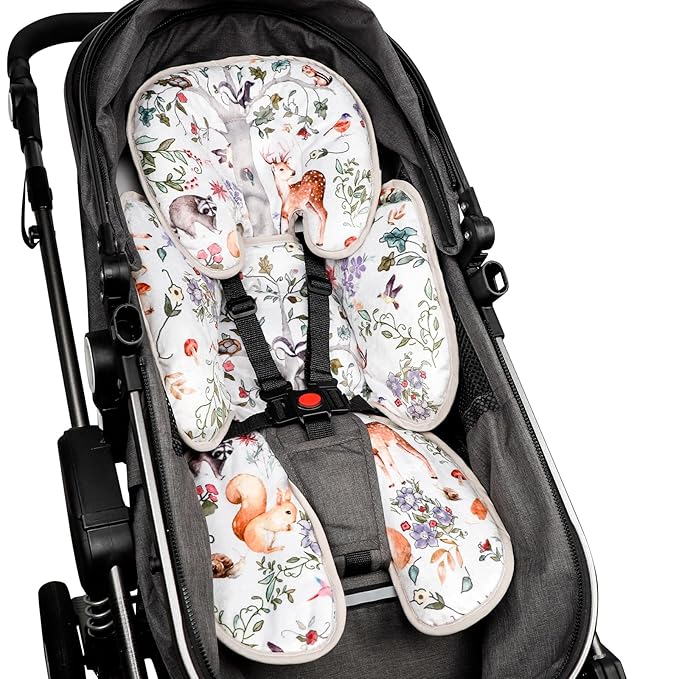 2 in 1 Infant Car Seat Insert, Car Seat Head Support Baby Girls Boys, Soft Newborn Carseat Insert Cushion, Perfect for Carseats, Strollers, Swings (Gray Animals)-CubbioJoy