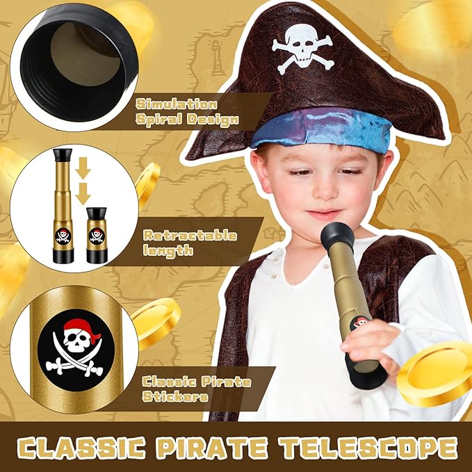 Deekin 50 Pcs Pirate Telescope for Kids Pirate Party Favors Accessories Telescope Toys Spyglass Mini Treasure Hunt for Boat Halloween Birthday Party Supplies-CubbioJoy