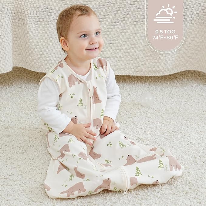 JELLYMONI Baby Sleep Sack 12-18 Months Wearable Blanket for Baby, 100% Cotton 2 Pack Infant Toddler Sleeping Sack Lightweight Soft 2-Way Zipper Sleepsack-CubbioJoy