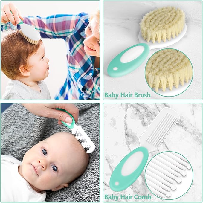 Baby Healthcare and Grooming Kit for Newborn Kids, 24PCS Upgraded Safety Baby Care Kit, Newborn Nursery Health Care Set, Baby Care Products (Green)-CubbioJoy