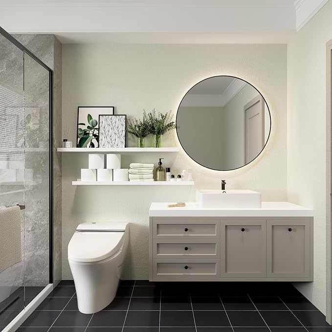 36 Inches Long Floating Shelves Wall Mounted, 2 Set Modern White Wall Shelf for Bedroom, Nursery Book Shelf with Lip, Picture Ledge Shelf for Wall Decor Living Room Bathroom Kitchen - White-CubbioJoy