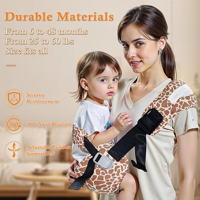 Baby Carrier Newborn to Toddler-Adjustable Baby Sling Carrier,Toddler Carrier for 25-60lbs,Comfortable Baby Sling for Hands-Free Carrying (Coral Leopard Print)-CubbioJoy