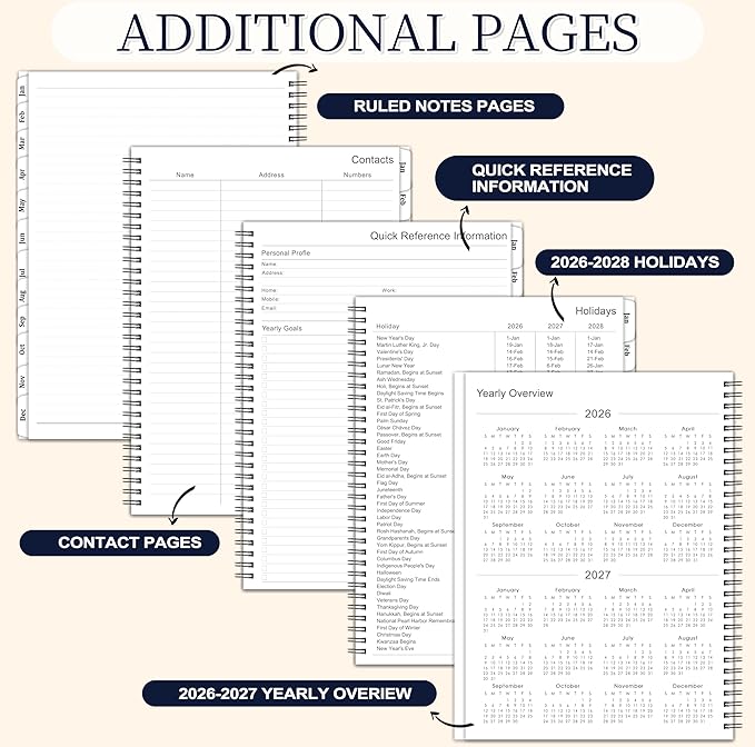 2026 Planner - 9” × 11”, 2026 Weekly and Monthly Planner, from JAN. 2026 to DEC. 2026, Inner Pocket, Premium Paper, Twin-wire Binding, Make Your Life Productive - Black-CubbioJoy