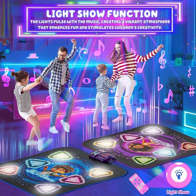 Dance Mat, 2025 Rechargeable Light-Up 2-Player Opposing Dance Pad with Bluetooth, 12-Button Music Dancing Toy, Christmas Birthday Gift for 3-12 Year Old Boys Girls-CubbioJoy
