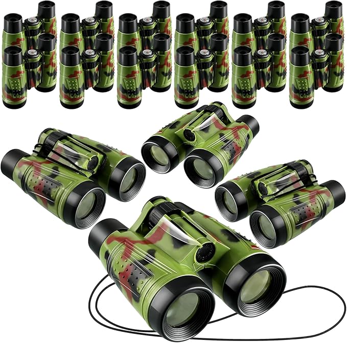 Deekin 16 Toy Binoculars for Kids with Neck String Learning Novelty Binocular Bulk Jungle Safari Hunting Party Favor for Explorer Gifts Bird Watching Camping Hunting, 4.3 x 4.1 Inch(Camouflage)-CubbioJoy