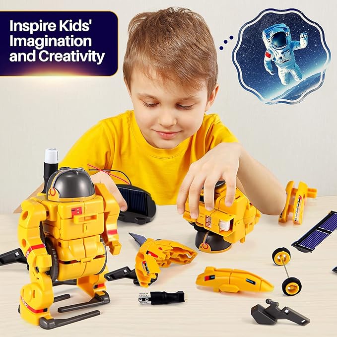 COBFDHA STEM Projects for Kids Age 8-12, Science Kits Boys, Solar Robot Space Toys Gifts 8-14 Year Old Teen Boys Girls, 120Pcs Building Experiments Robots Teenage Ages 9 10 11 12 , Yellow-CubbioJoy