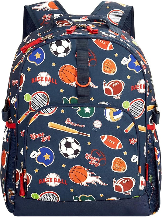 Choco Mocha Balls Backpack for Boys, Elementary School Backpack for Boys Ages 6-8 Kids Kindergarten Backpack Bookbag 17 Inch with Chest Strap, Blue-CubbioJoy