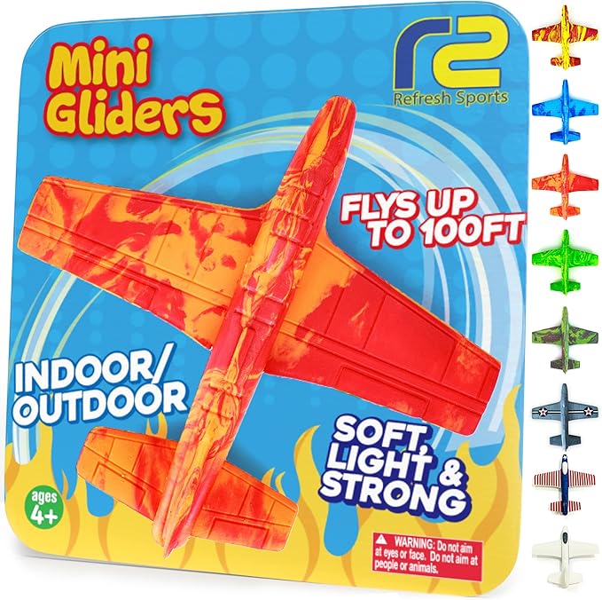 Airplane Toy Foam Glider Plane for Kids - Best Outdoor Toys for Boys & Girls - Kids Stocking Stuffers for Boys & Fun Flying Gliders Easy Throwing Air Planes - Great Gifts for Age 4 5 6 7 8 9 Year Olds-CubbioJoy