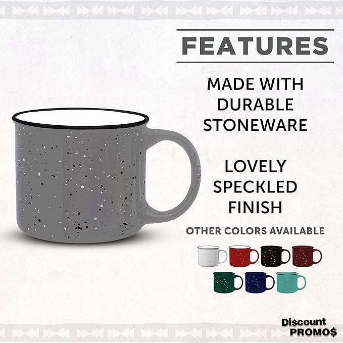 DISCOUNT PROMOS Ceramic Campfire Coffee Mugs 13 oz. Set of 10, Bulk Pack - Perfect for Tea, Espresso, Cappuccino, Hot Cocoa - Grey-CubbioJoy