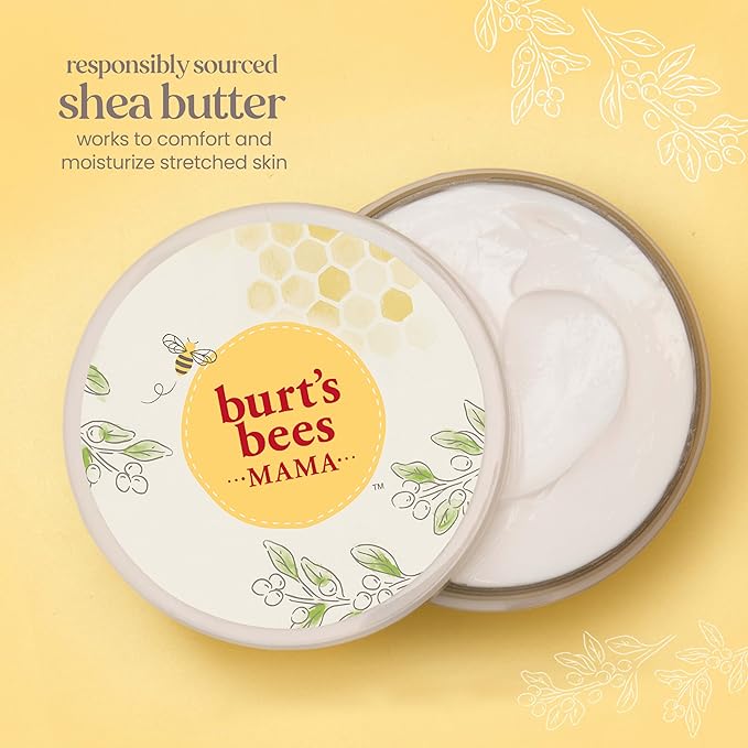 Burt's Bees Mama Belly Butter Stretch Mark Cream for Pregnancy Massages Body & Reduces Scar Appearance, Prenatal & Postnatal Tummy Skin Care, Shea Butter & Vitamin E Rich Formula, 6.5 Oz (Pack of 3)-CubbioJoy