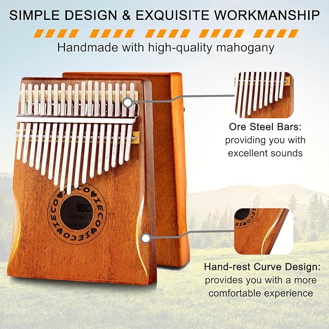 Kalimba Thumb Piano 17 Keys Portable Finger Piano Marimba Music Gifts for Adults Kids-CubbioJoy