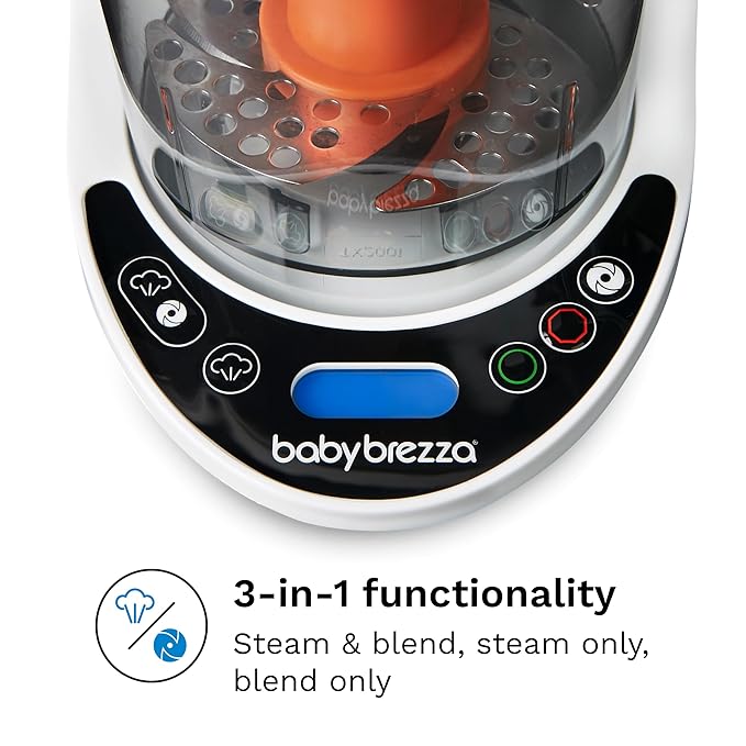 Baby Brezza One Step Baby Food Maker Deluxe – Auto shut Off, Dishwasher Safe Cooker and Blender to Steam + Puree Organic Food for Infants + Toddlers - Set of 3 Pouches + 3 Funnels-CubbioJoy