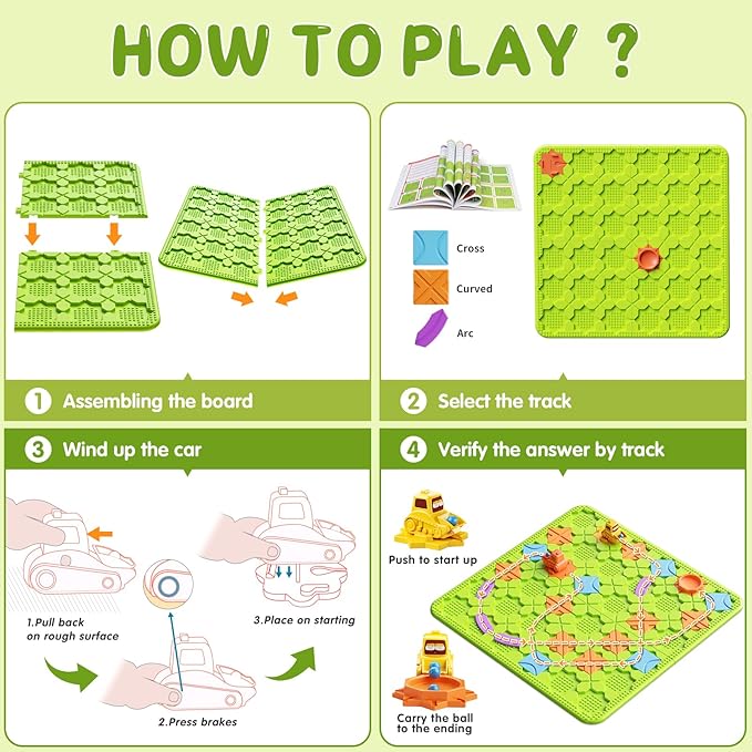 Brain Stem Activity Logic Kits, Board Teaser Games & Puzzles Toys with 200+ Challenges, 4 Difficulty Levels for Kids Ages 3-10, Educational Learning Maze Games for Toddlers-CubbioJoy